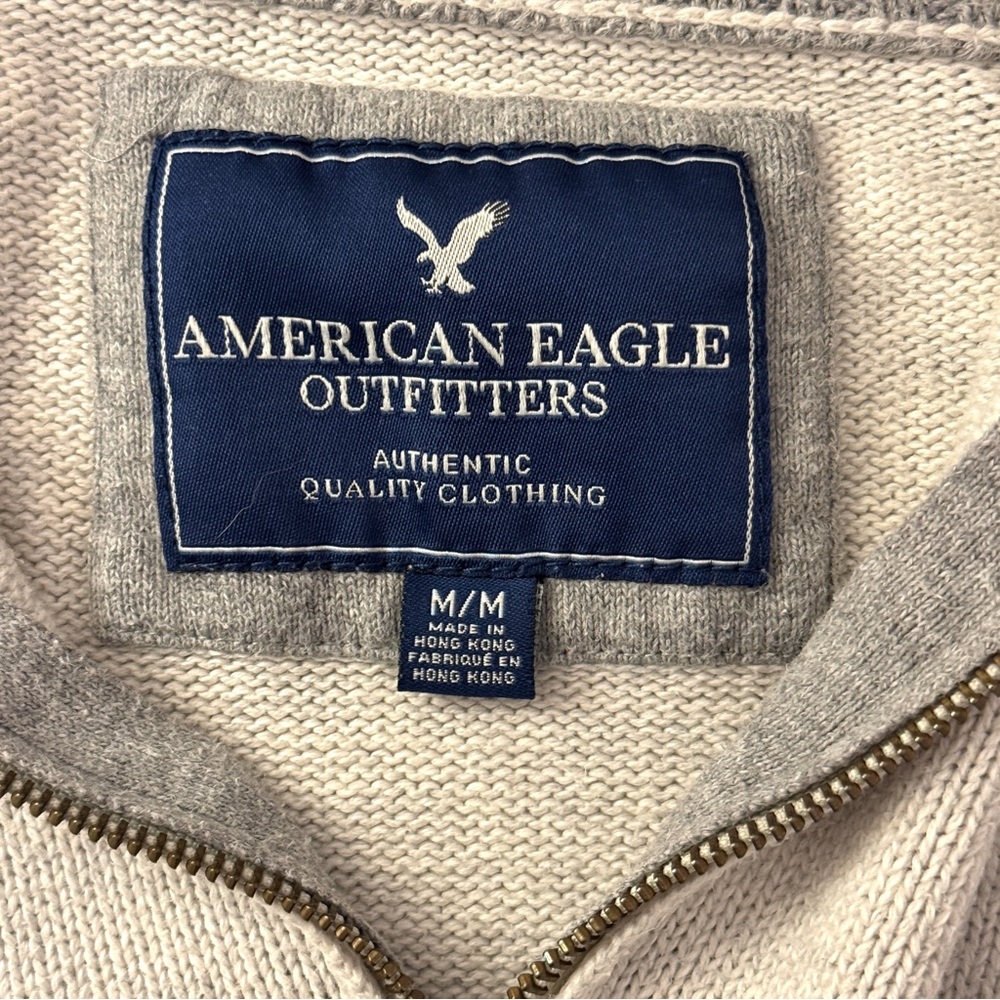 American Eagle Outfitters Gray Quarter-Zip Sweater Sz Medium - Picture 6 of 11